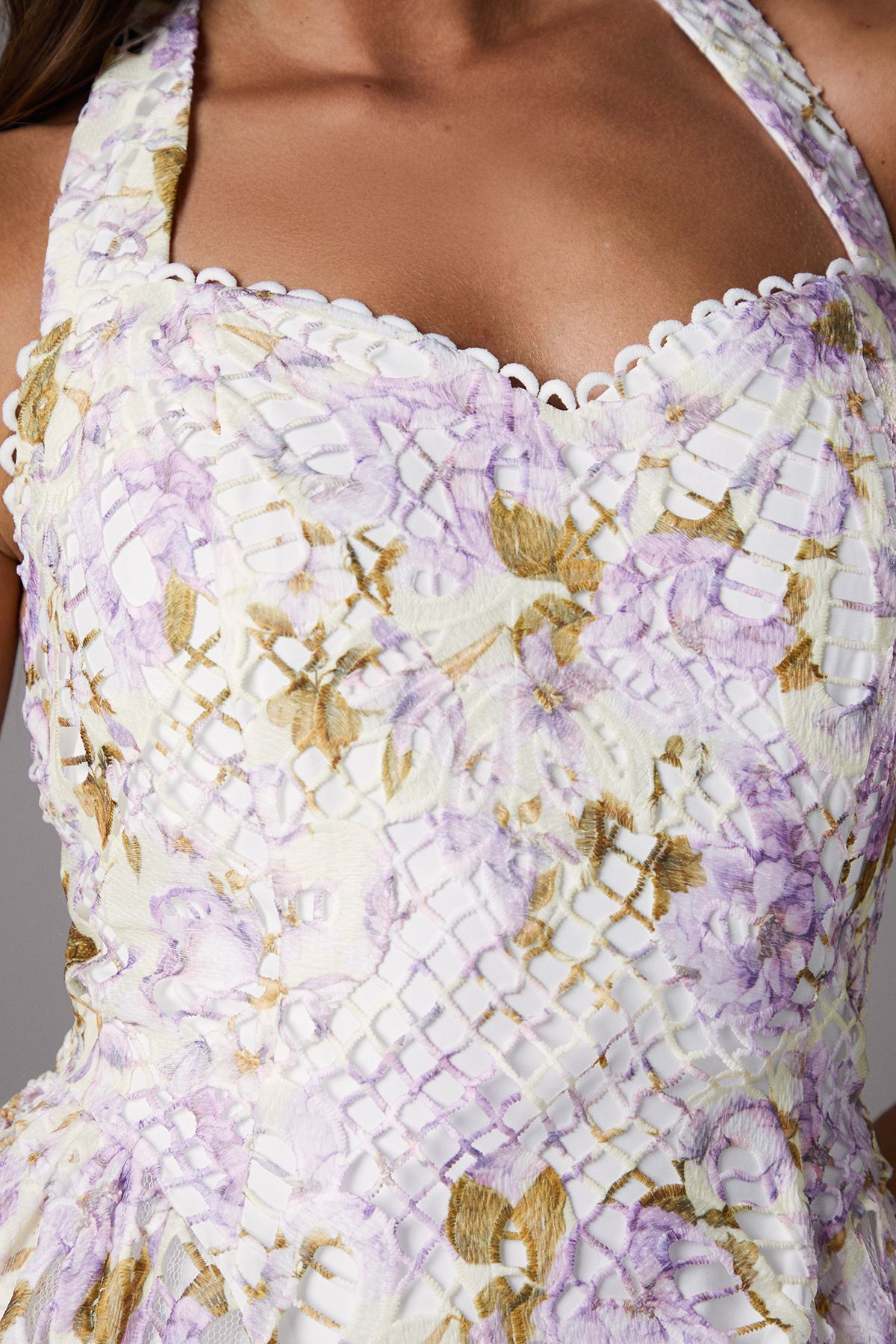 Coast Printed Lace Halter Neck Midi Dress White image 5