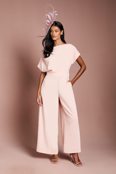 Coast Petite Pleat Off The Shoulder Jumpsuit Blush