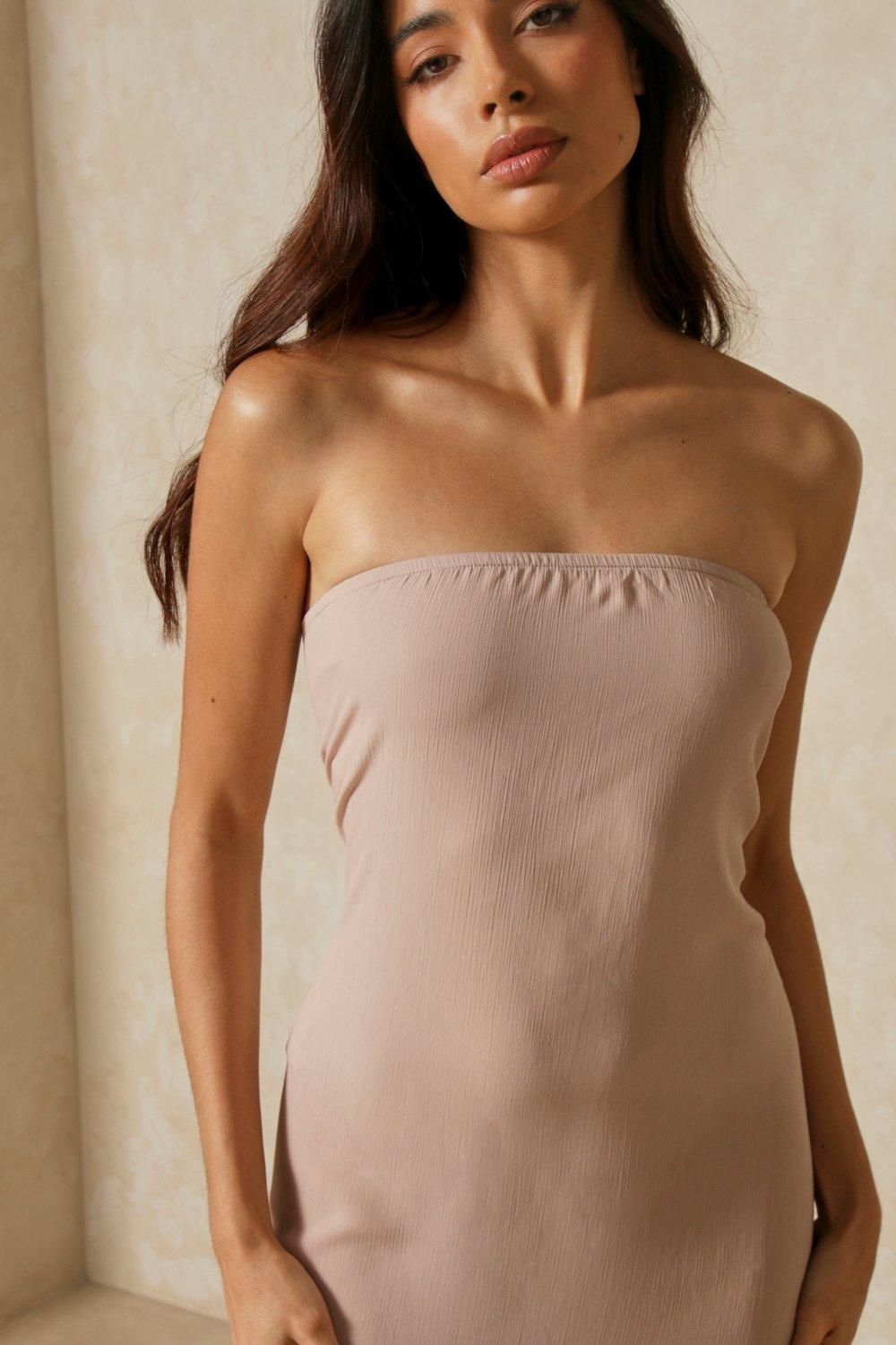 MissPap Sheer Bandeau Maxi Dress Stone image 2