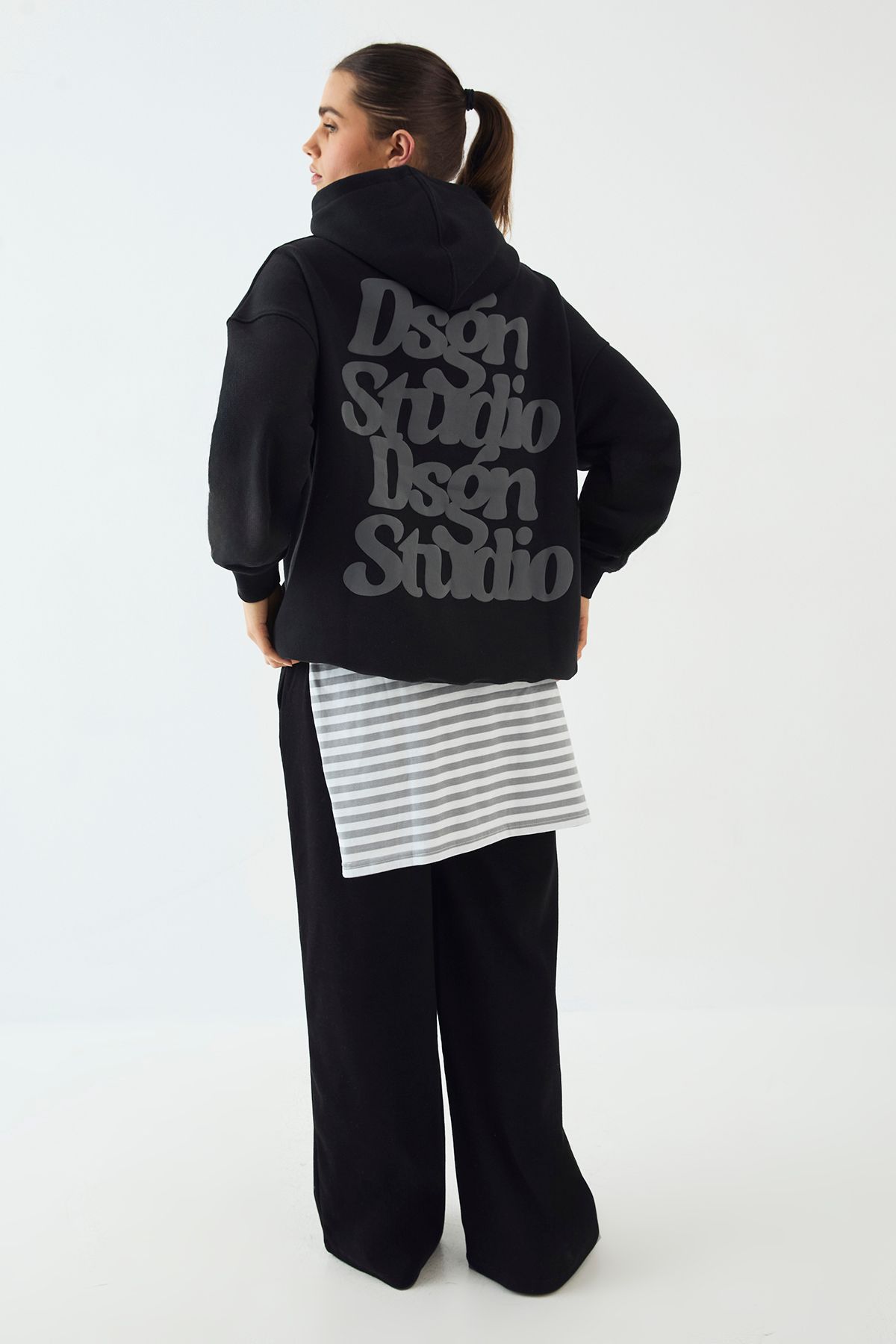 DSGN Studio DSGN Studio Puff Print Slogan Oversized Hoodie Black image 3