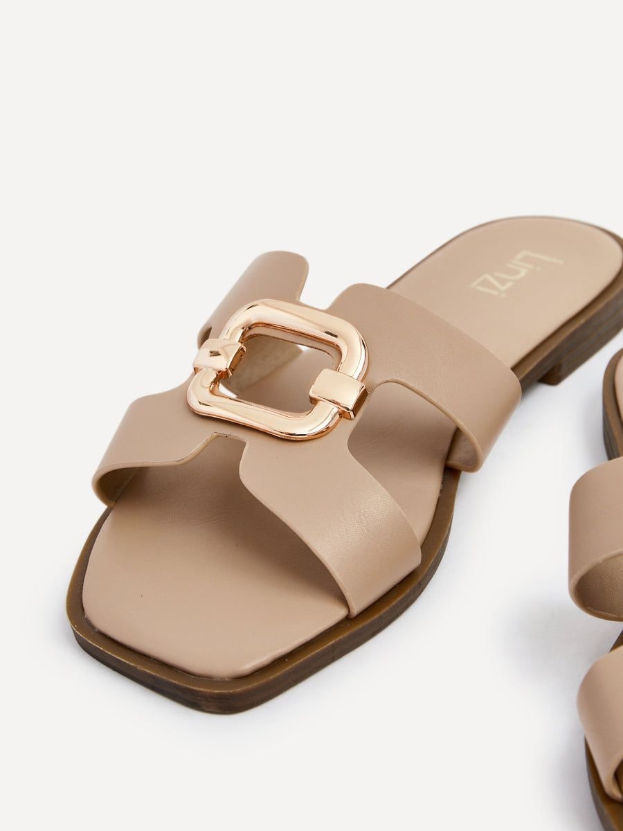 Linzi Vida Mocha Faux Leather Flat Sandal image 4