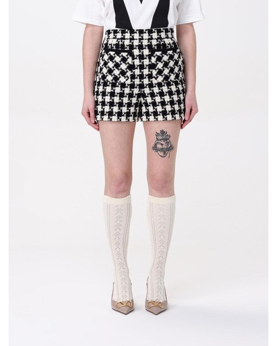 Valentino Houndstooth Tweed Shorts Wo - White