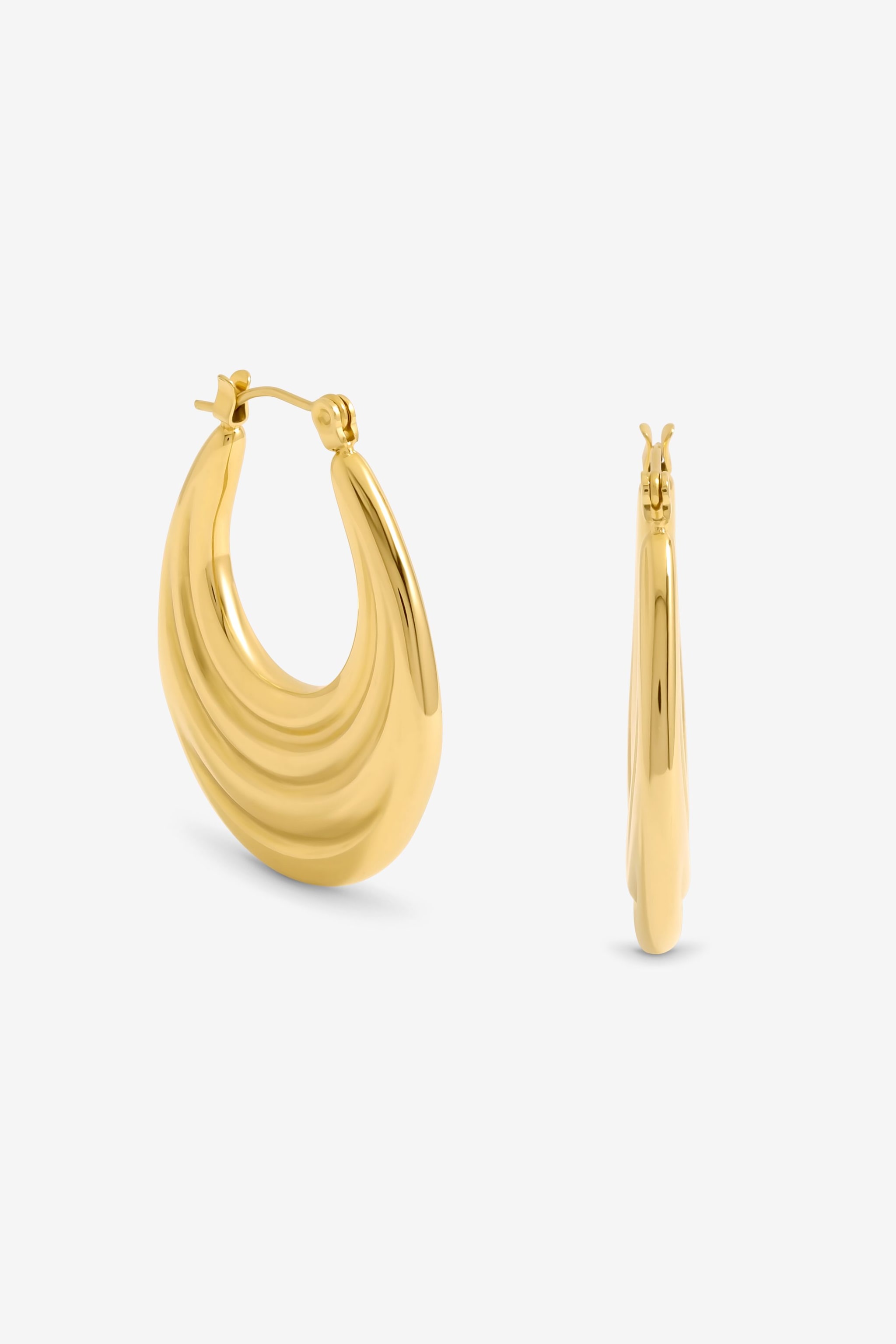 Jon Richard Gold Plated Ridge Hoop Earrings image 1