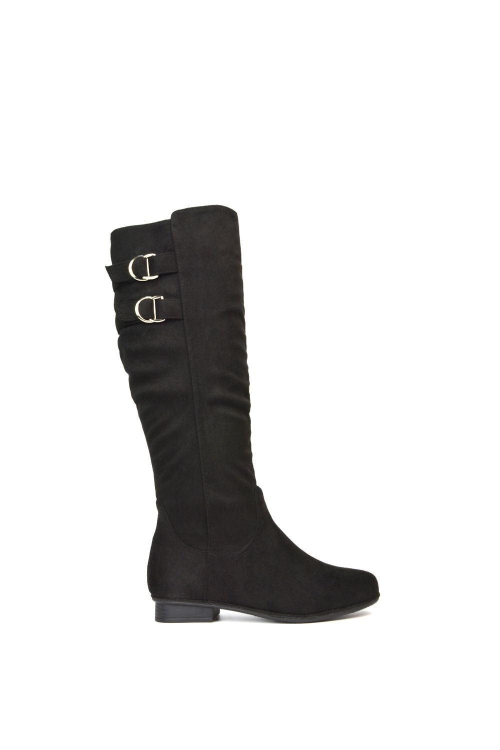 XY London 'Mia' Slouchy Flat Heel Knee High Boots With Buckle Detail image 1