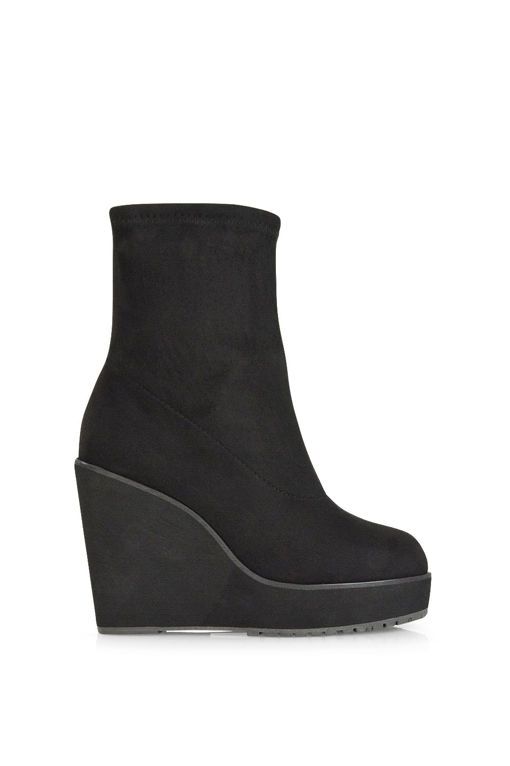 XY London 'Camille' Platform Wedge Heeled Sock Biker Ankle Boots image 1