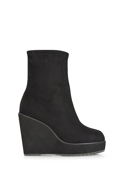 XY London 'Camille' Platform Wedge Heeled Sock Biker Ankle Boots