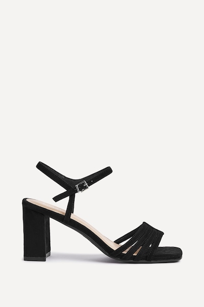 Linzi Annie Black Faux Suede Strappy Block Heel