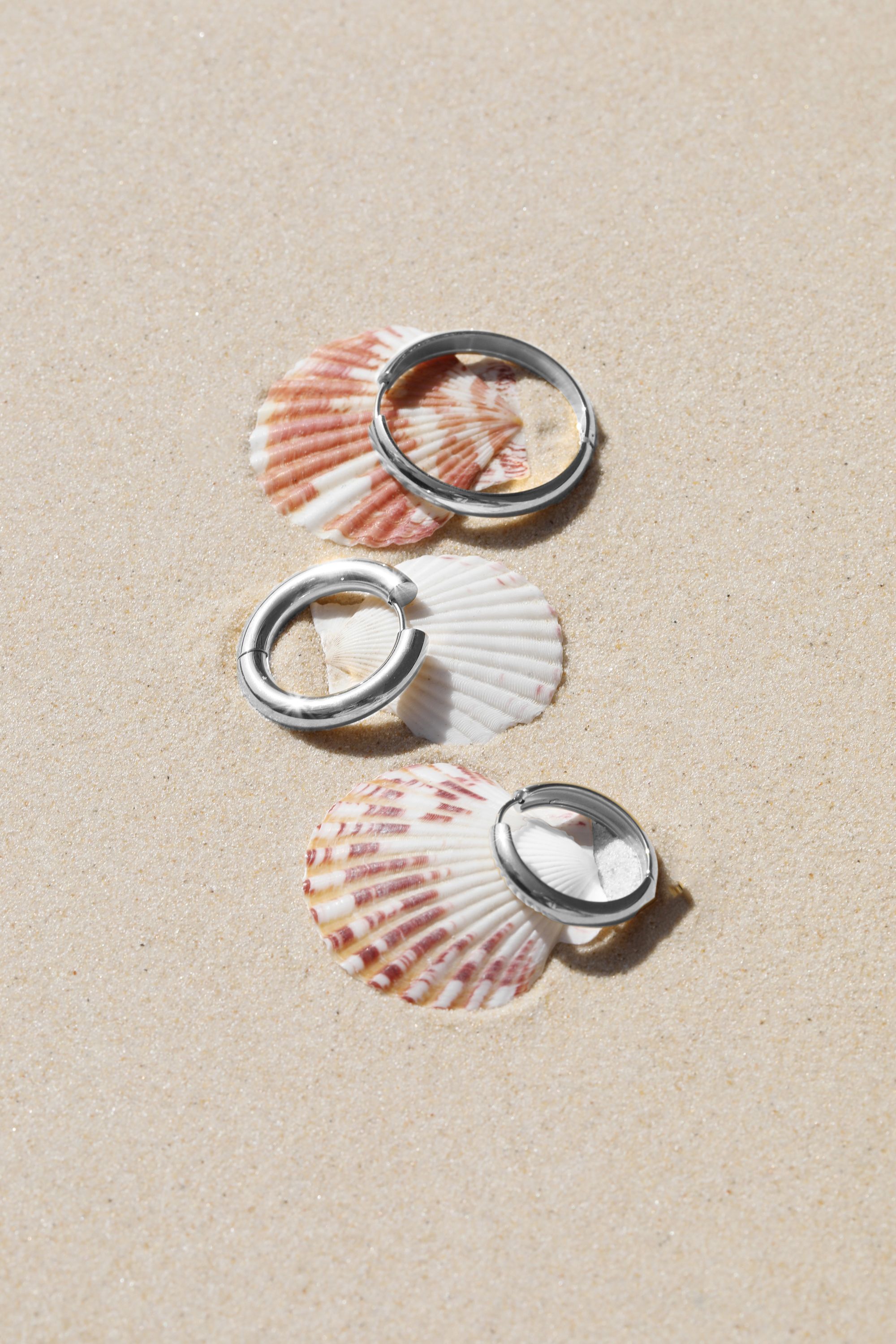 Jon Richard Waterproof Platinum Plated Small Flat Surface Hoop Earrings image 3