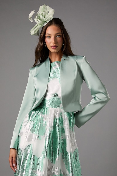 Coast Crop Satin Jacket Sage