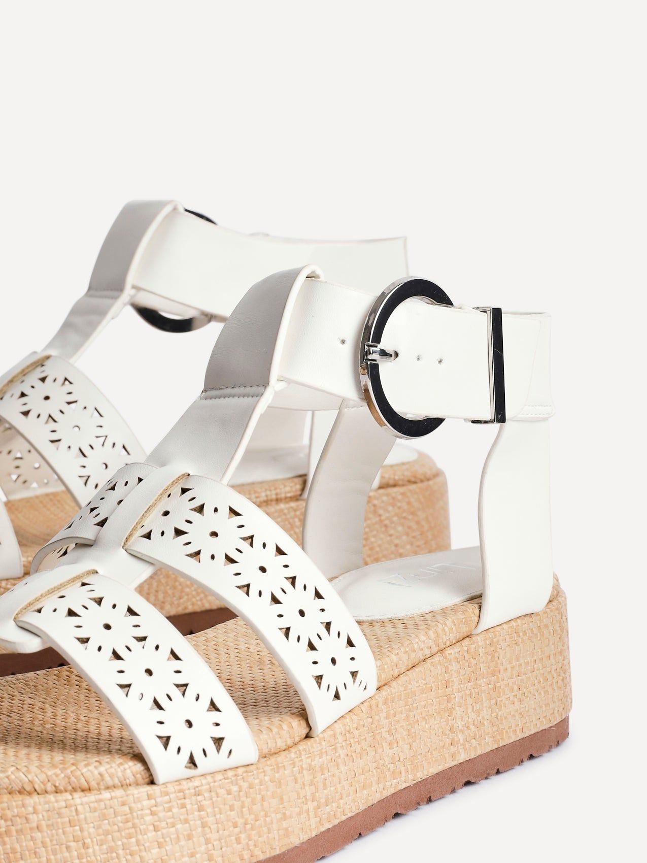 Linzi Sunkissed White Faux Leather Gladiator Flatform Sandal image 4
