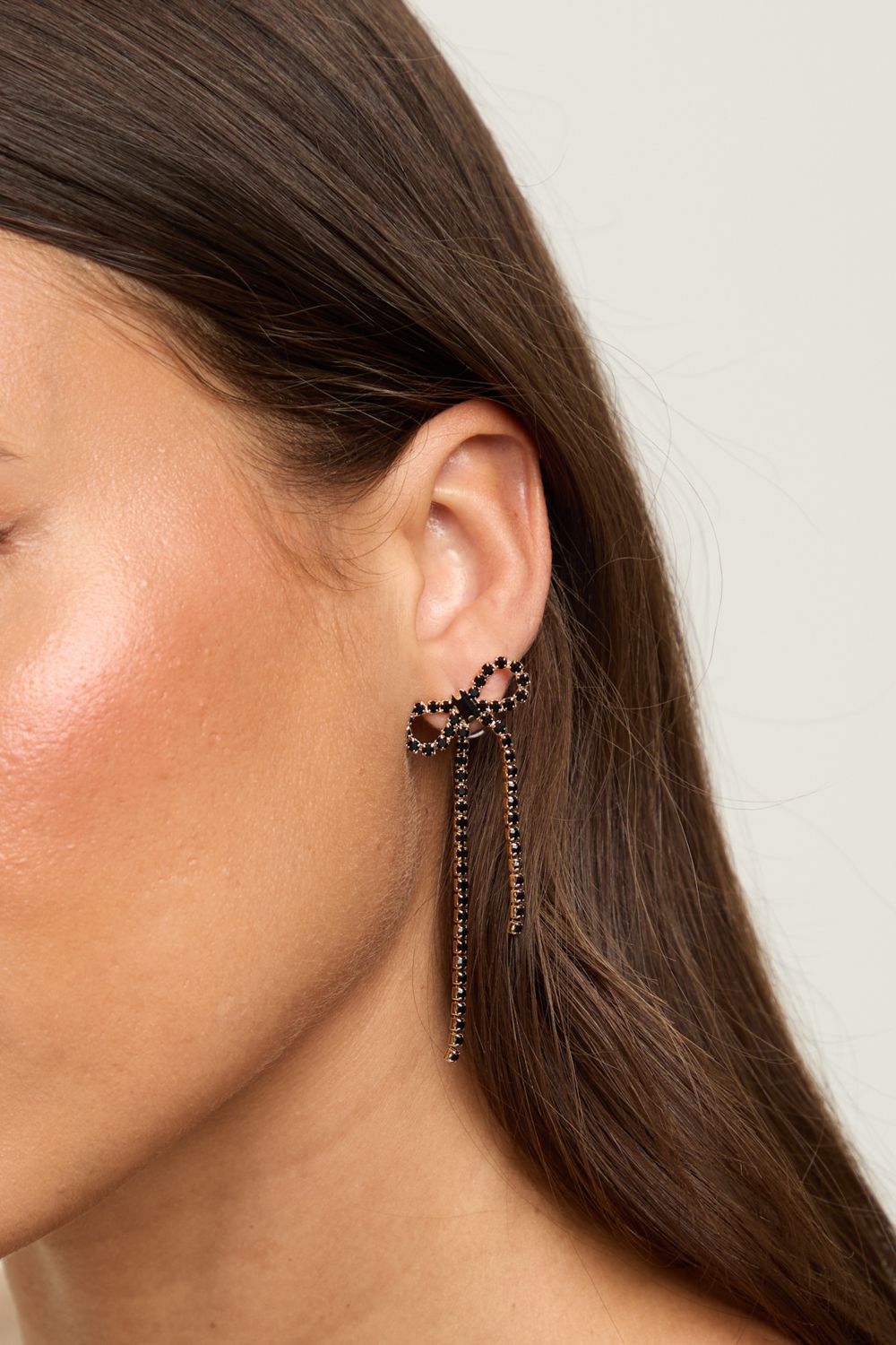 Mood Jet Crystal Bow Statement Earrings image 2