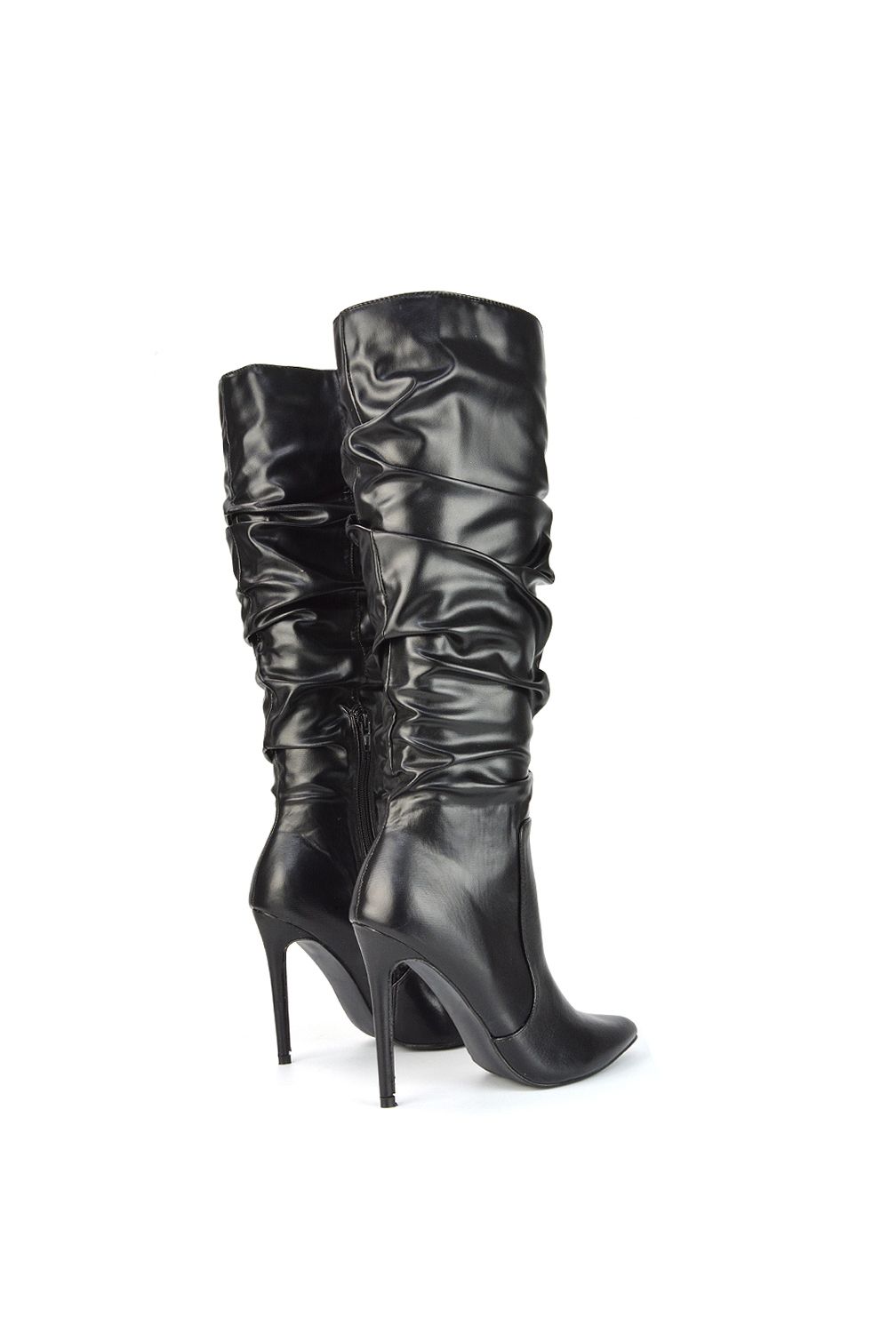 XY London 'Milani' Ruched Pointed Toe Stiletto Heel Knee High Boots image 3