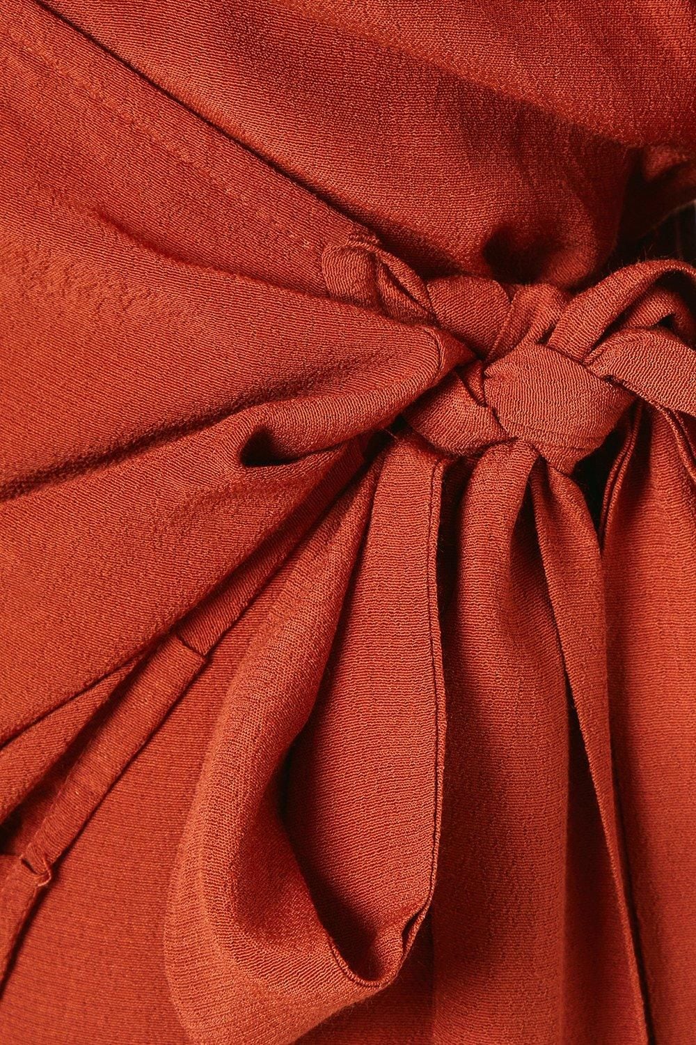 Principles Red Belt Detail Collared Wrap Dress Rust image 4