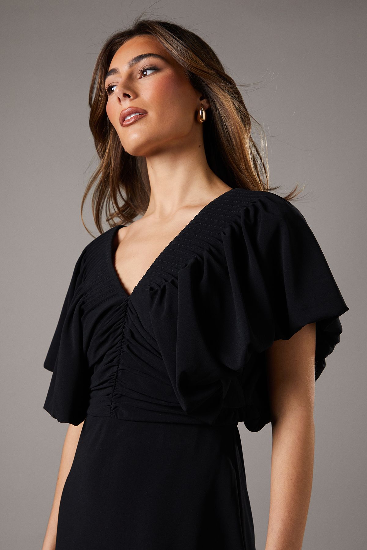 Coast Puff Sleeve Midi Dress Black image 2