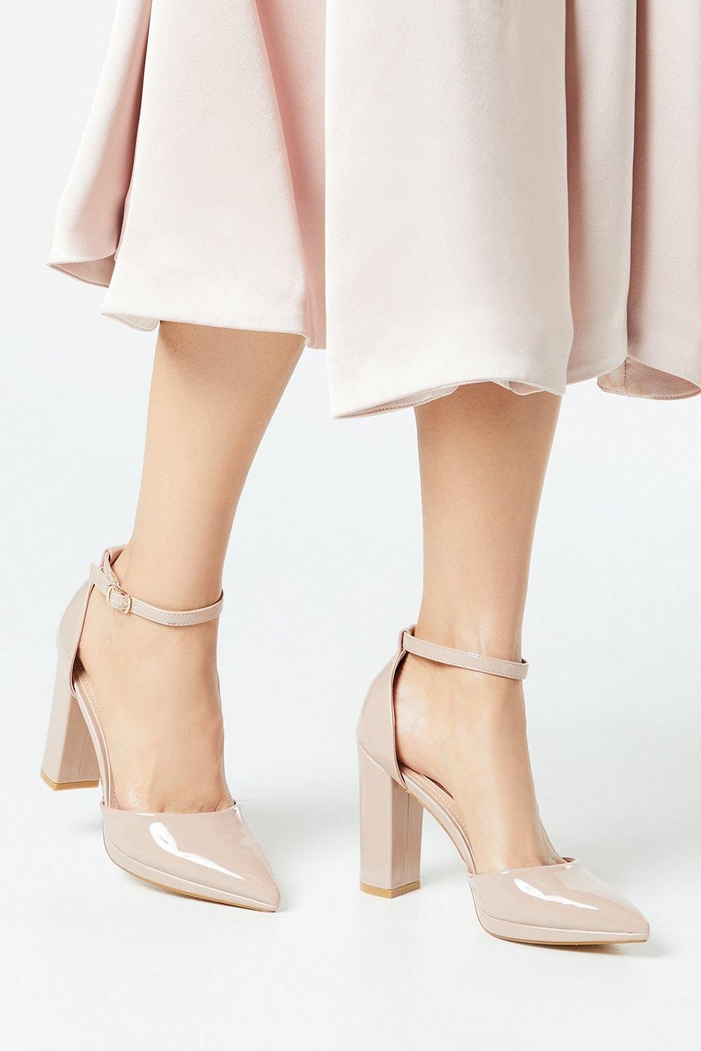 Coast Beige Sadie Faux Leather Platform Pointed High Block Heel