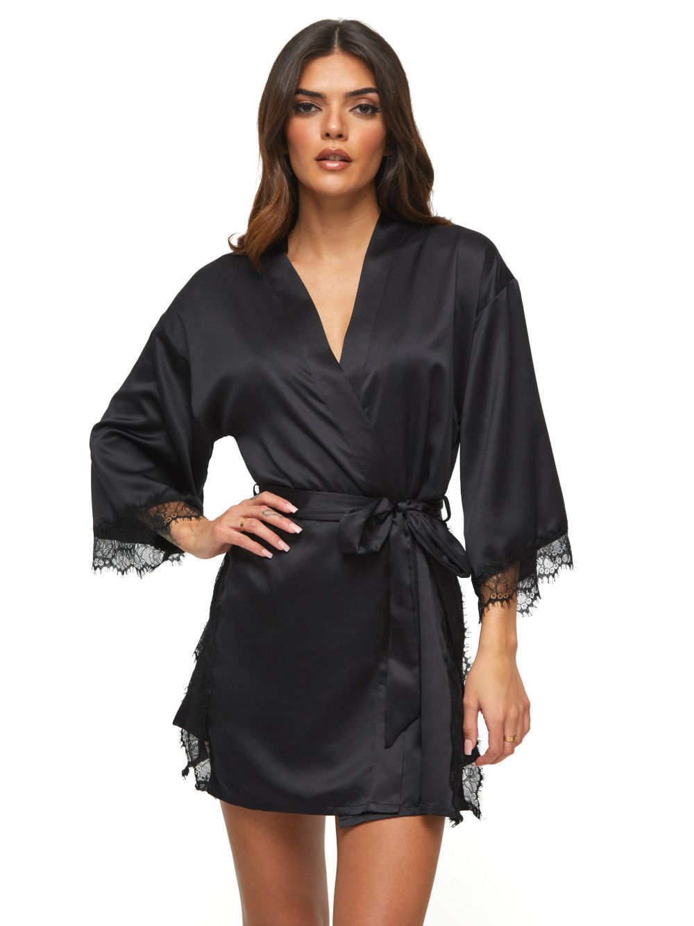 Ann Summers Cherryann Satin Robe Black image 5