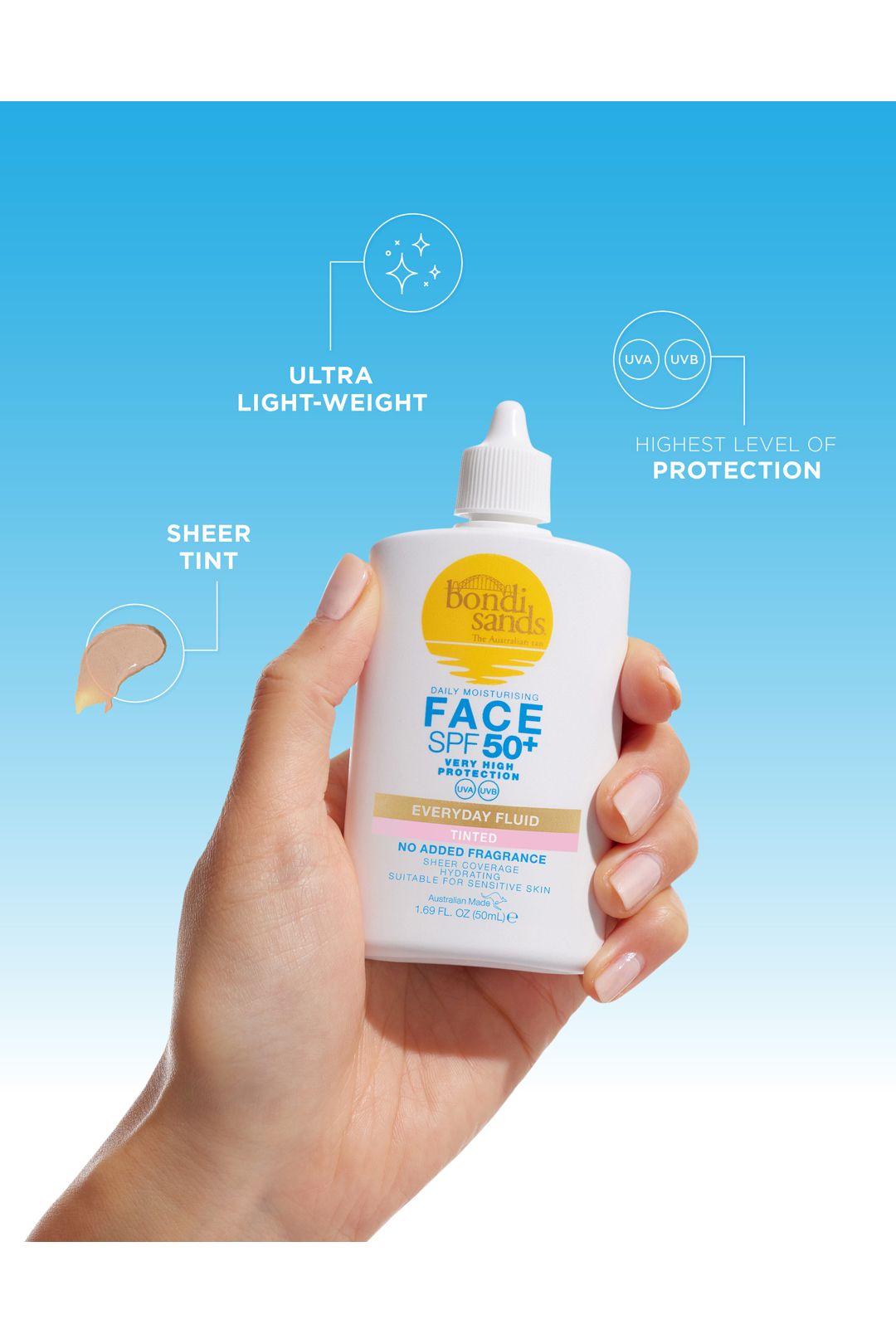 Bondi Sands Everyday Face Fluid Light Tinted Fluid for the Face SPF 50+ 50ml Multi image 2