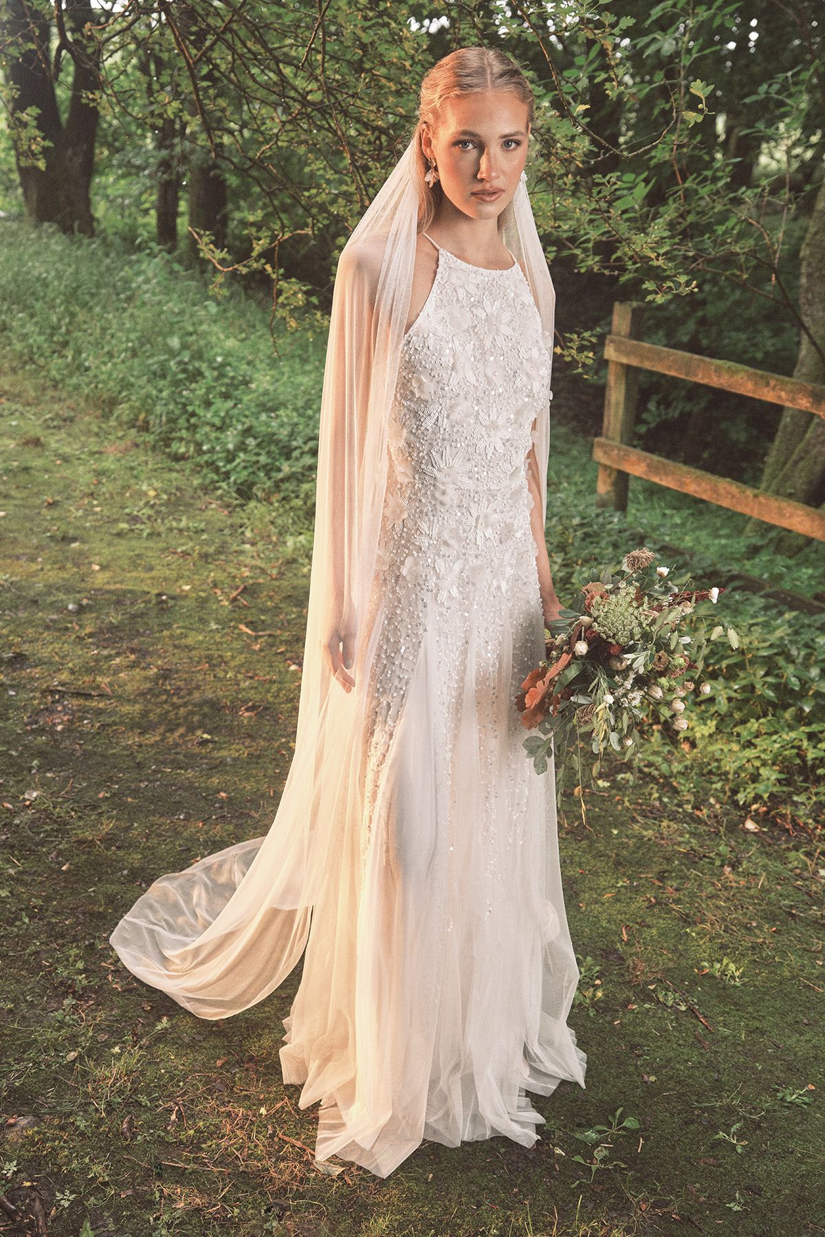 Coast Floral Embellished Tulle Wedding Dress Ivory image 1