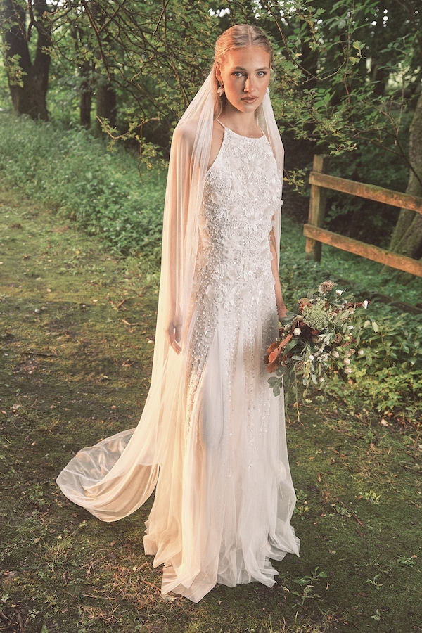 Coast Floral Embellished Tulle Wedding Dress Ivory