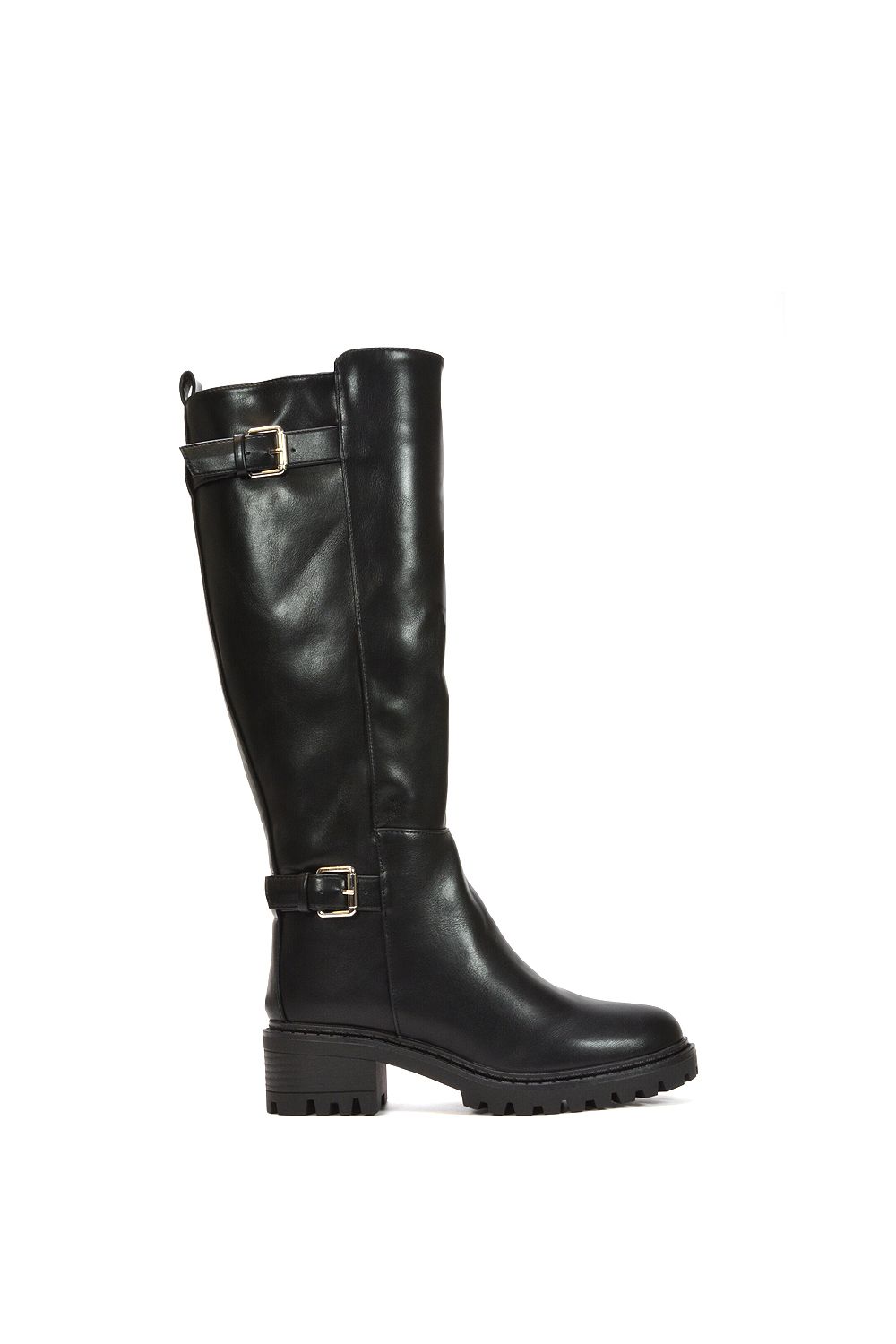 XY London 'Diana' Chunky Low Heel Knee High Biker Boots