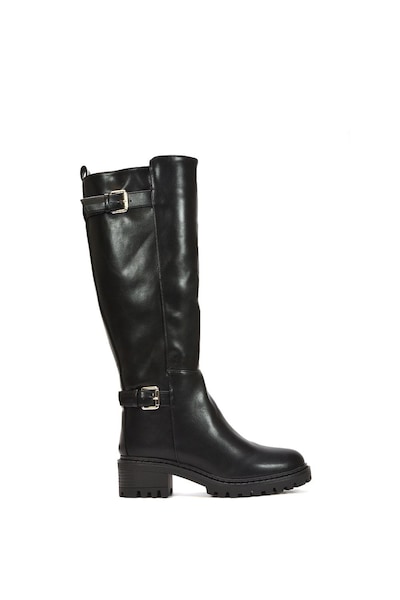 XY London 'Diana' Chunky Low Heel Knee High Biker Boots