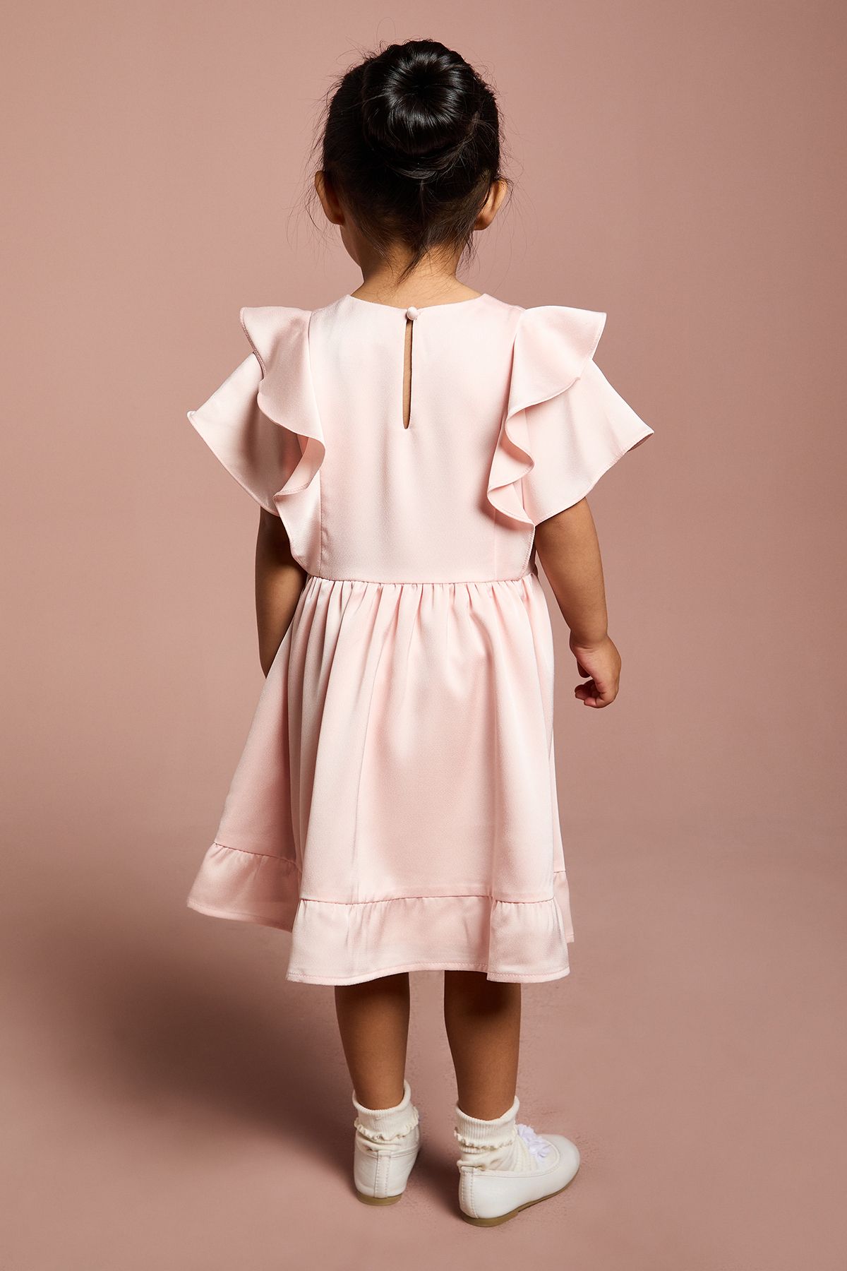 Coast Girls Ruffle Satin Back Crepe Dress Blush image 3