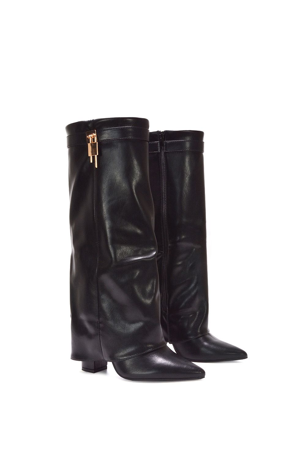 XY London 'Holly' Knee High Fold Over Pointed Toe High Heel Boots image 4