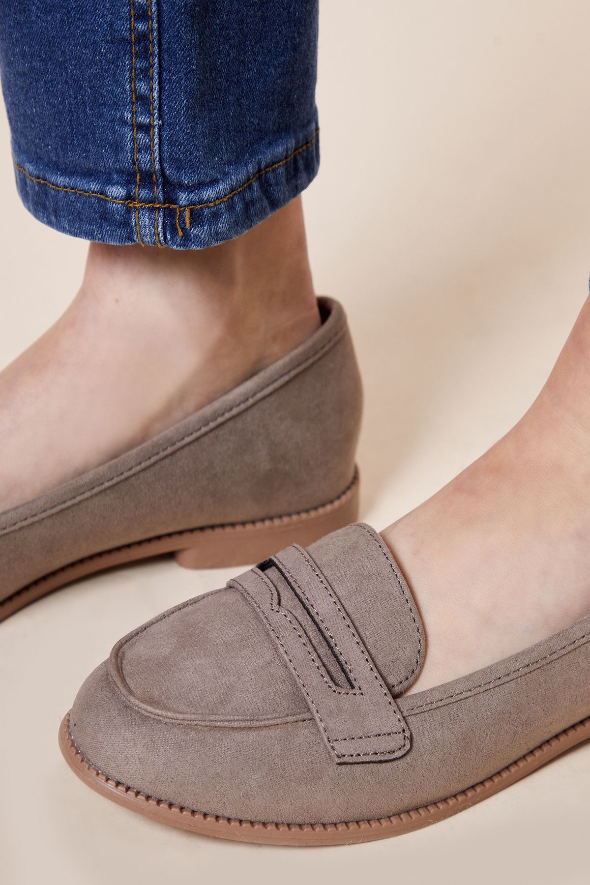 Dorothy Perkins Lara Penny Loafers Taupe image 4