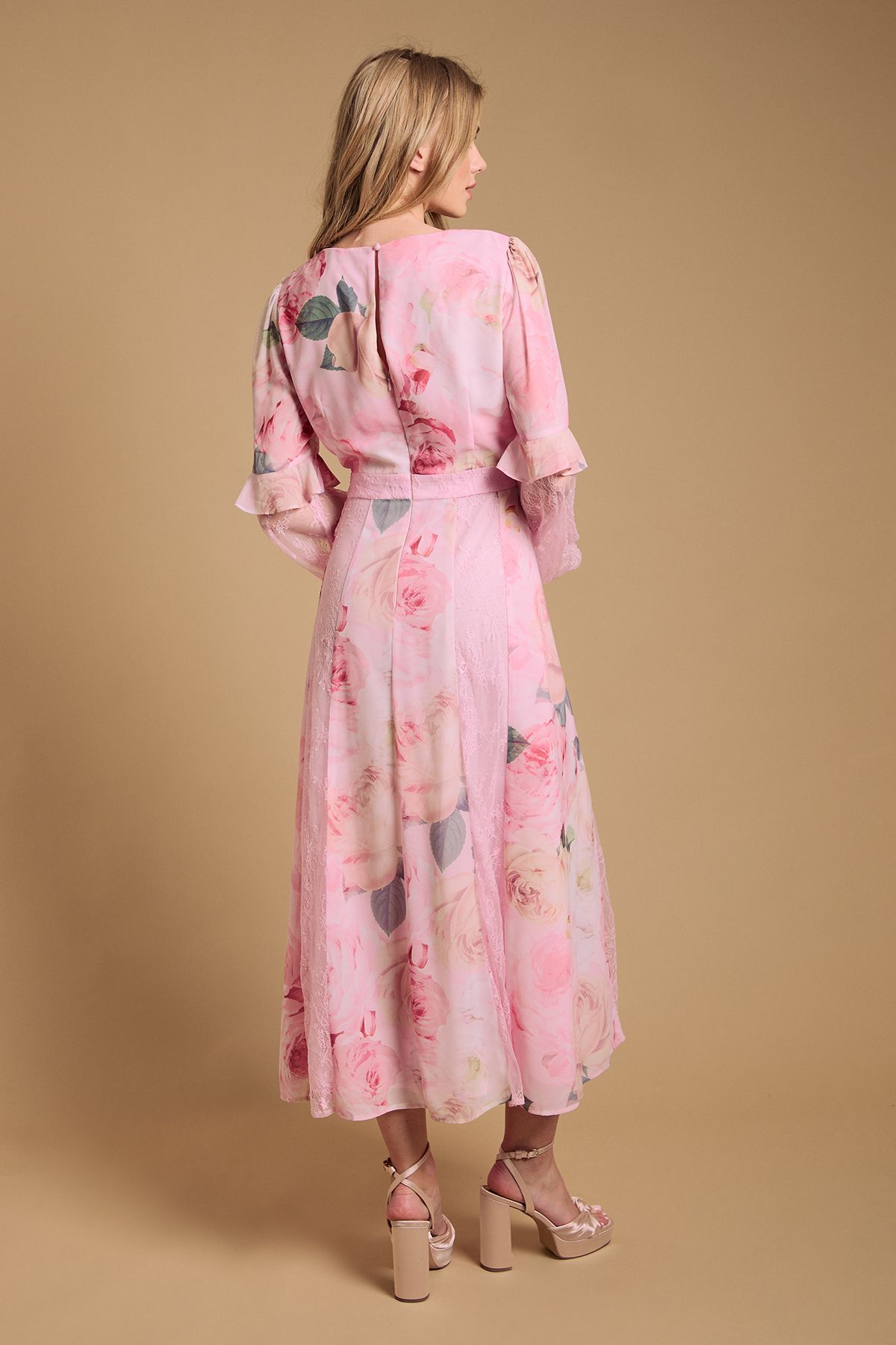 Oasis Lace Panel Midi Dress Pink image 3