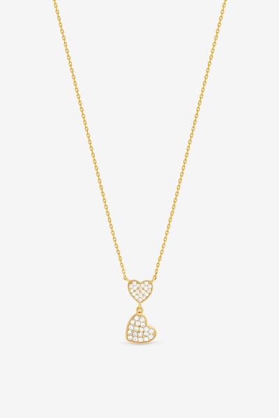 Jon Richard 18K Gold Plated Micro Pave and Heart Necklace