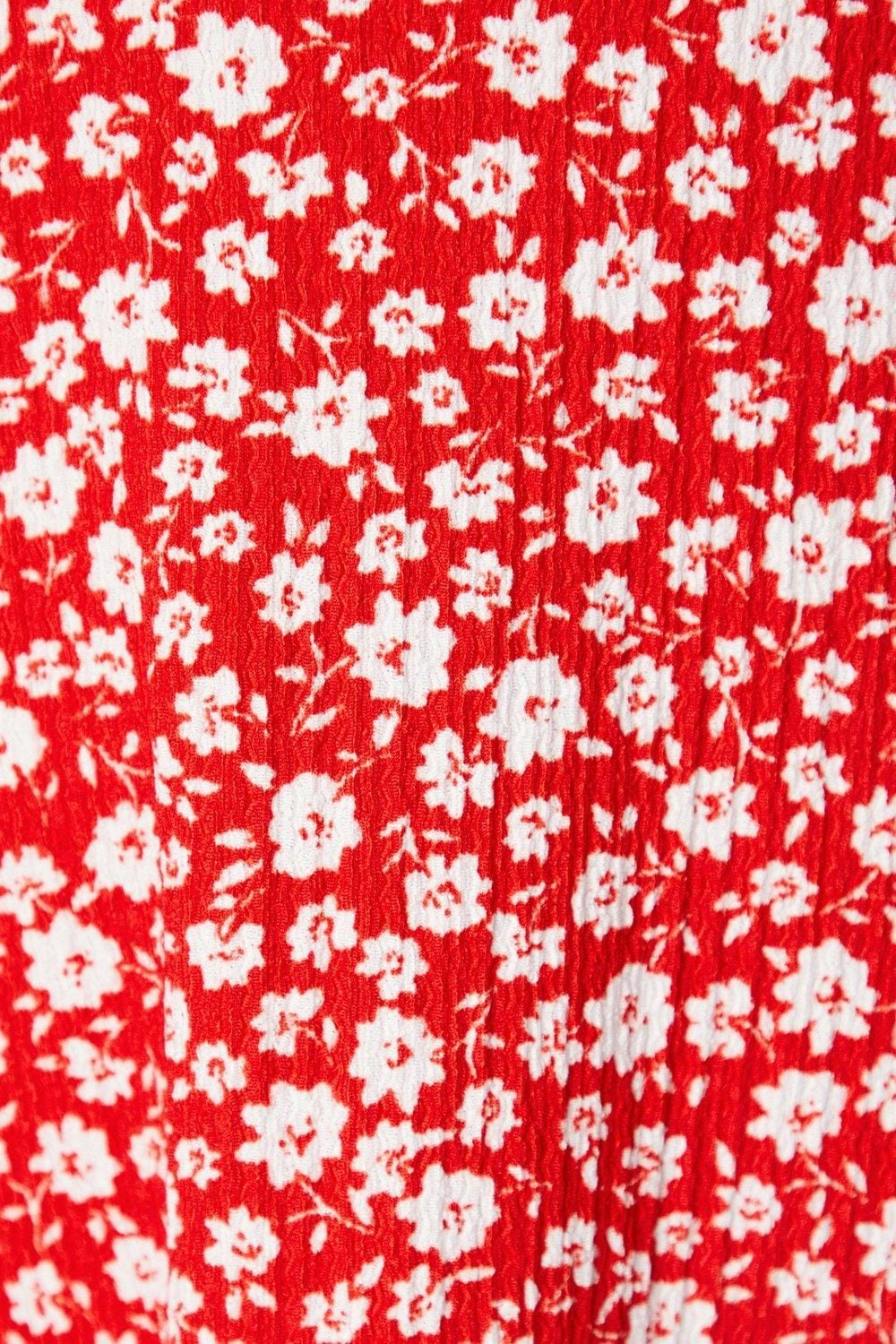 Dorothy Perkins Red Ditsy V Neck Short Sleeve Mini Dress Red image 5