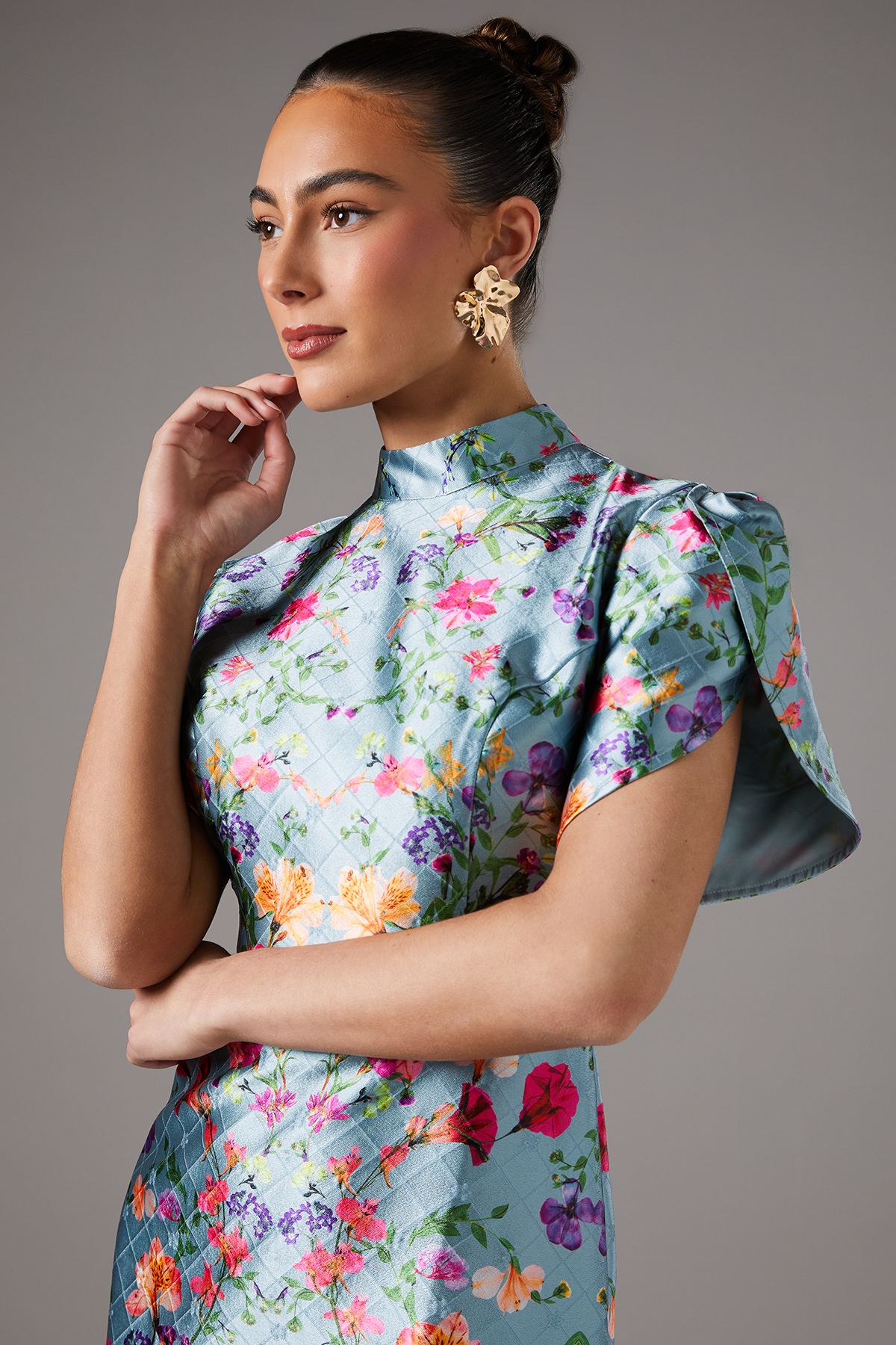 Coast Floral Placed Tulip Sleeve Mini Dress Multi image 3