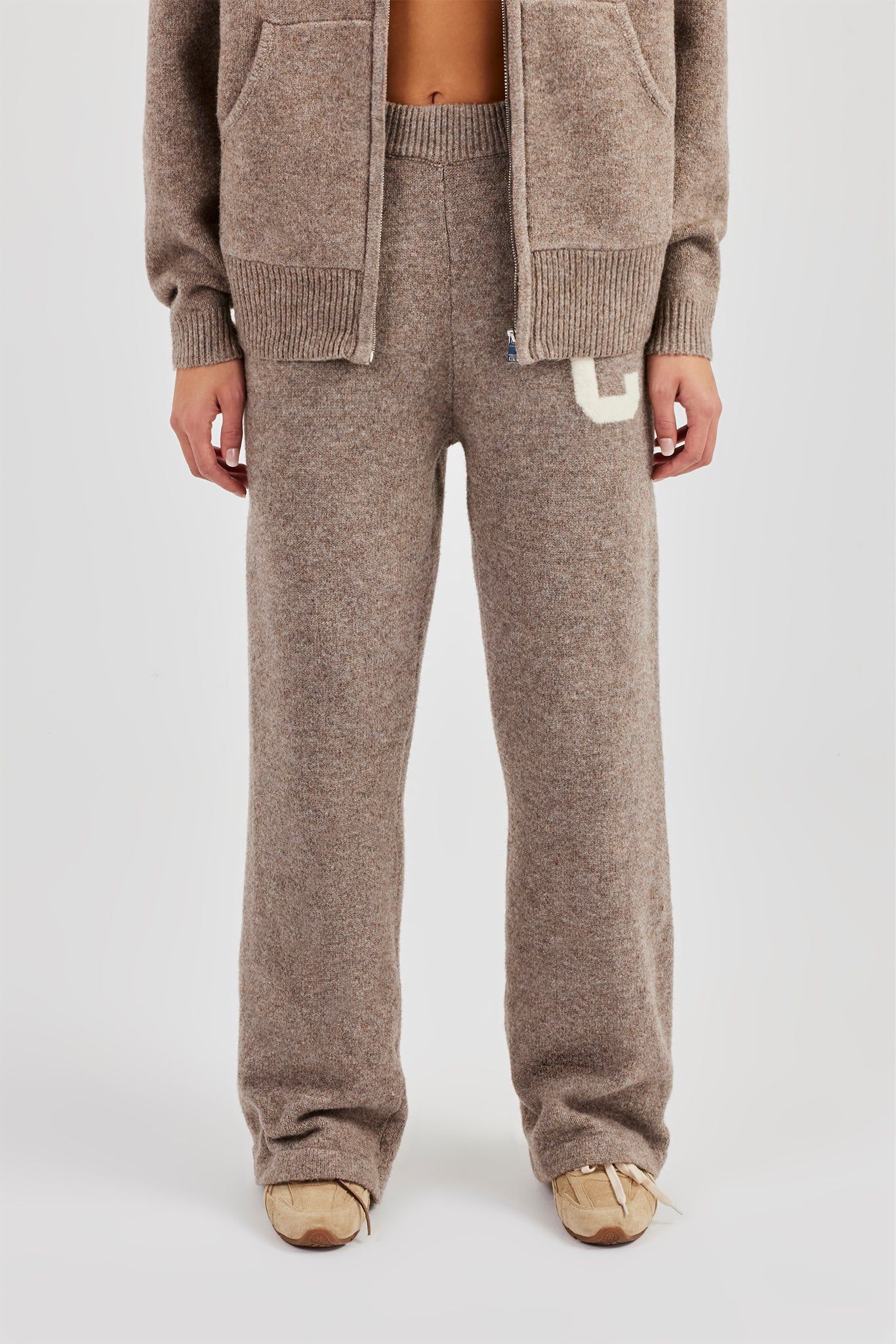Cernucci Wide Leg Knitted Jogger - Taupe image 4