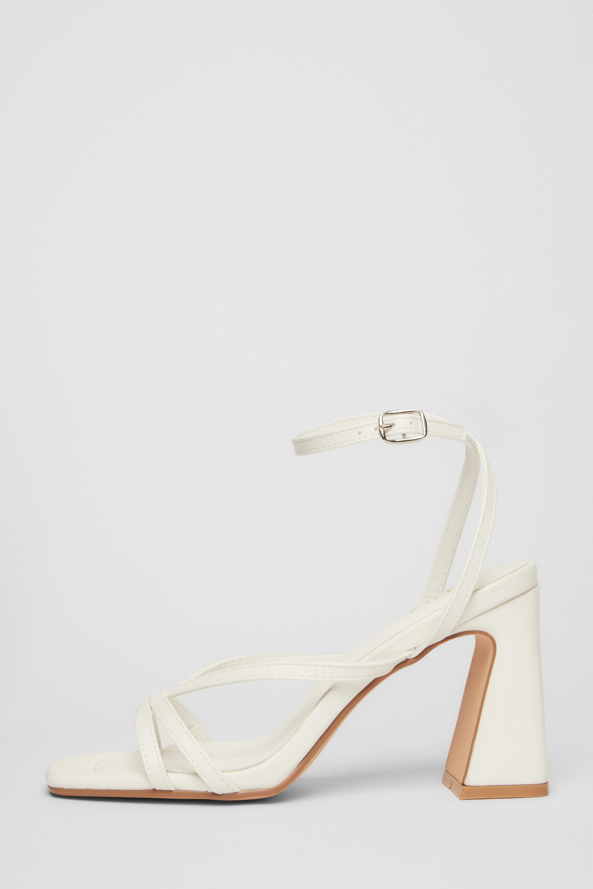 Quiz White Strappy High Block Heels image 3