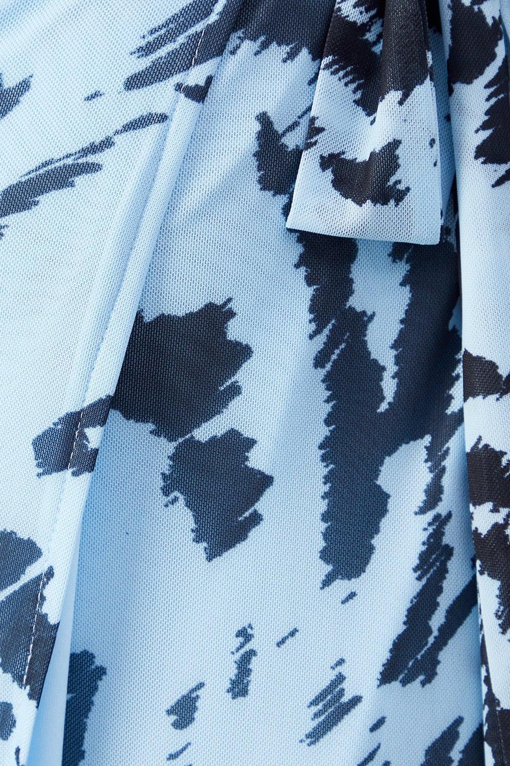 Warehouse Zebra Mesh Asymmetric Seam Wrap Midi Dress Blue image 4