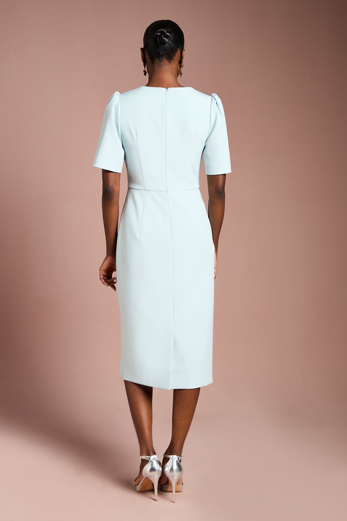 Coast Short Sleeve Corset Pencil Dress Duck Egg image 3