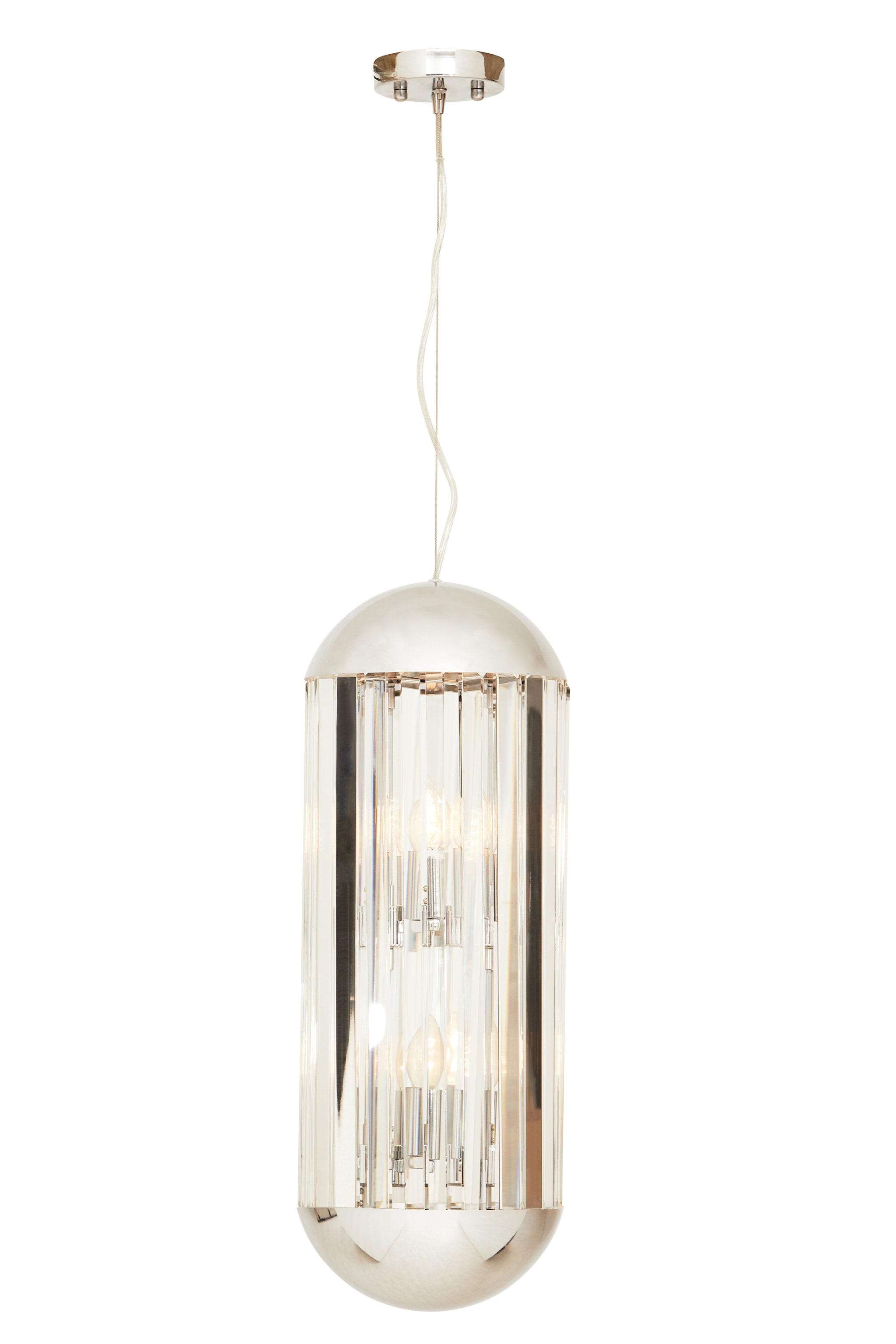 Orsina 6 Bulb Small Pendant Light, Chrome Finish Contemporary Lighting Fixture, Capsule-Shaped Crystal Panel Light image 1