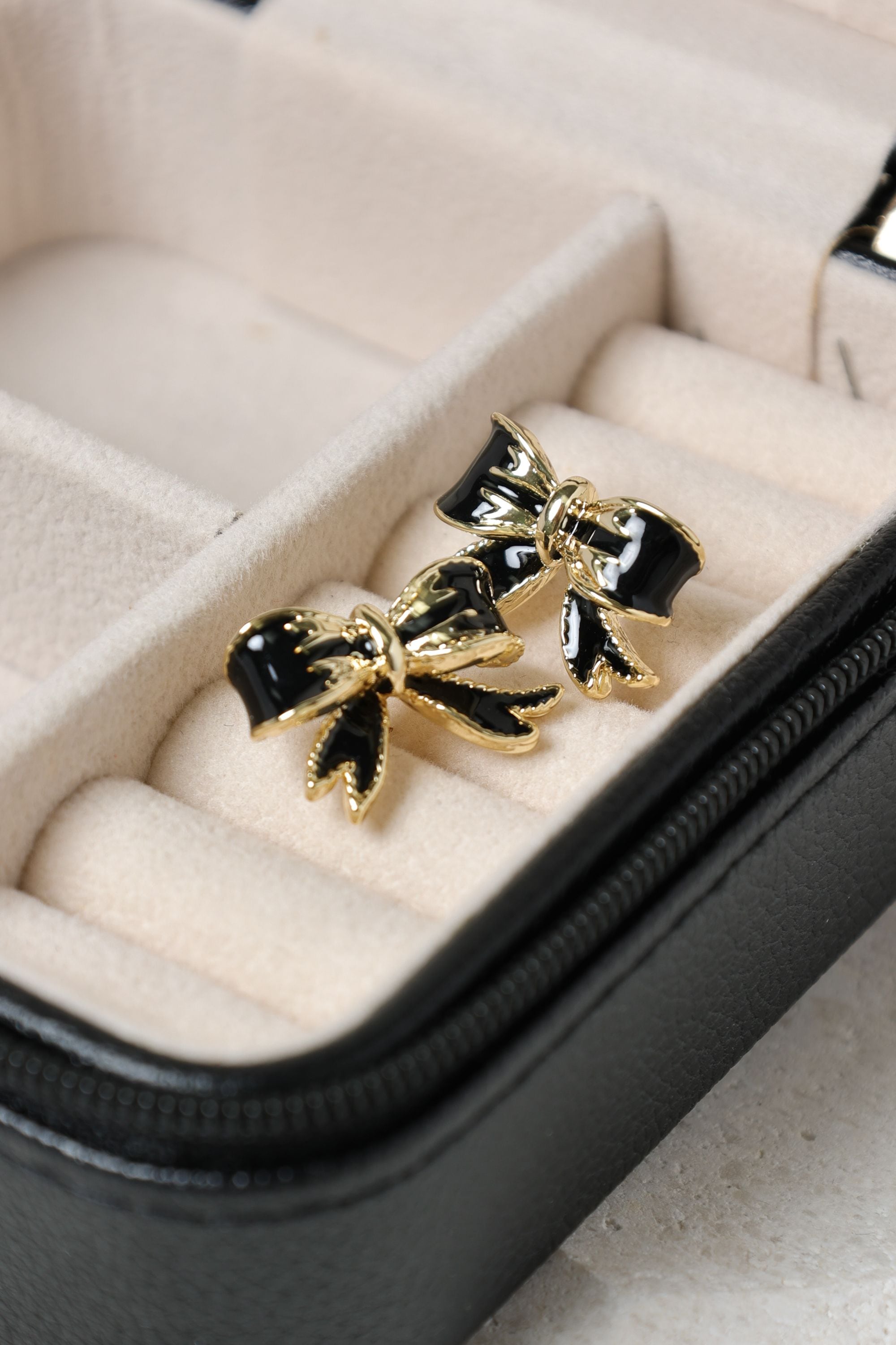 Jon Richard Gold Plated and Jet Bow Earrings image 3