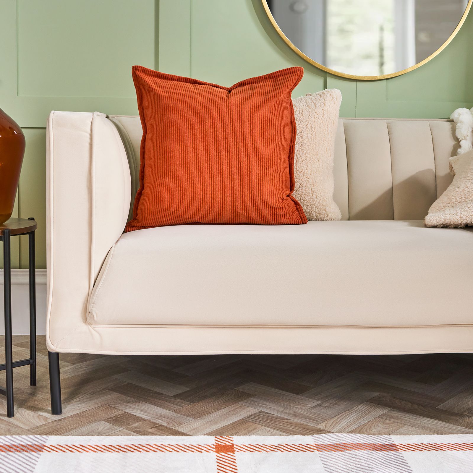 OHS 2 Pack Ribbed Oxford Edge Corduroy Cushion Covers Square Pillowcases image 1