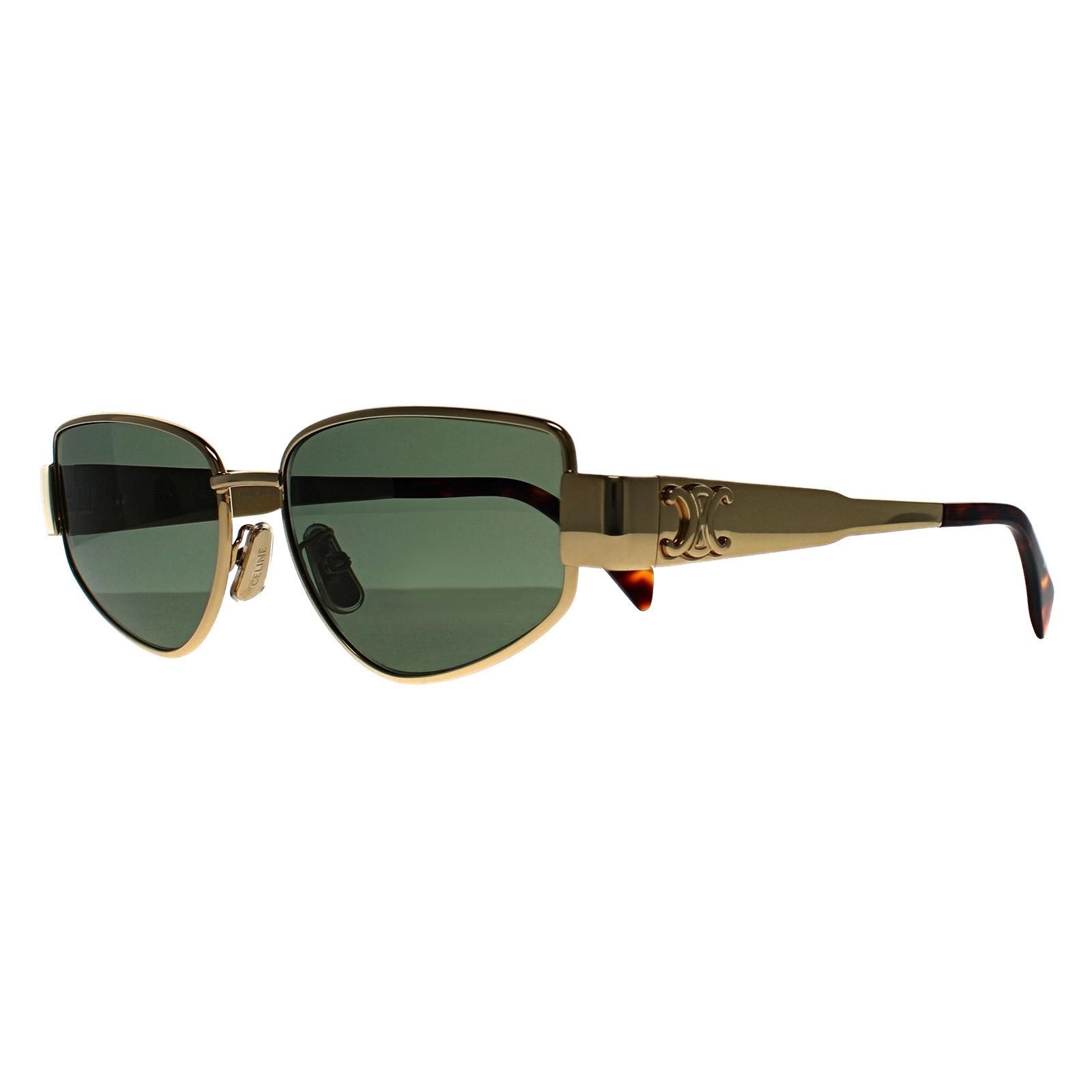 Celine Cat Eye Shiny Endura Gold Green Metal Triomphe CL40293U image 2