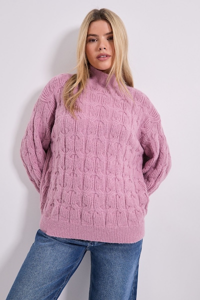Dorothy Perkins Cable Roll Neck Jumper Blushed Pink