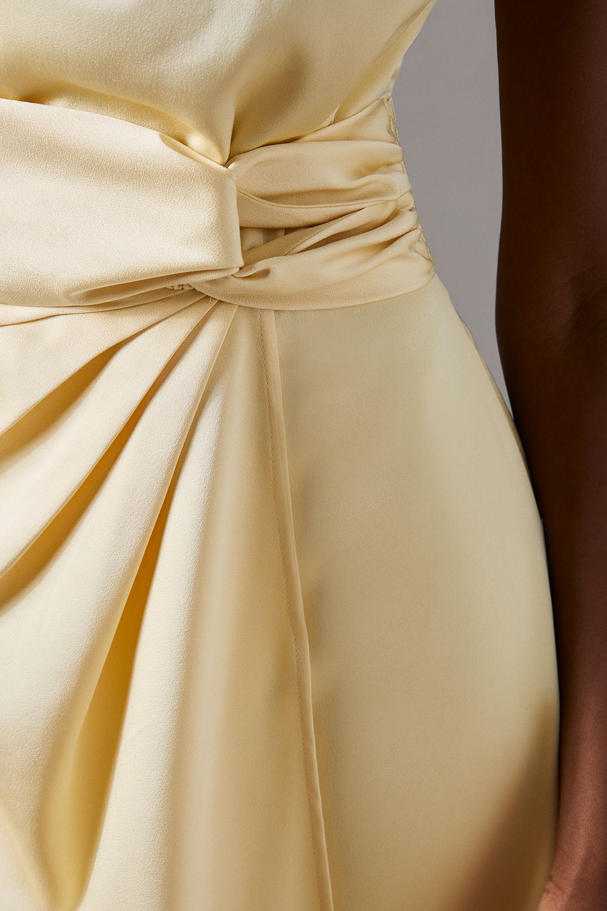 Coast Satin Midi Dress With Twist Waist Lemon image 5