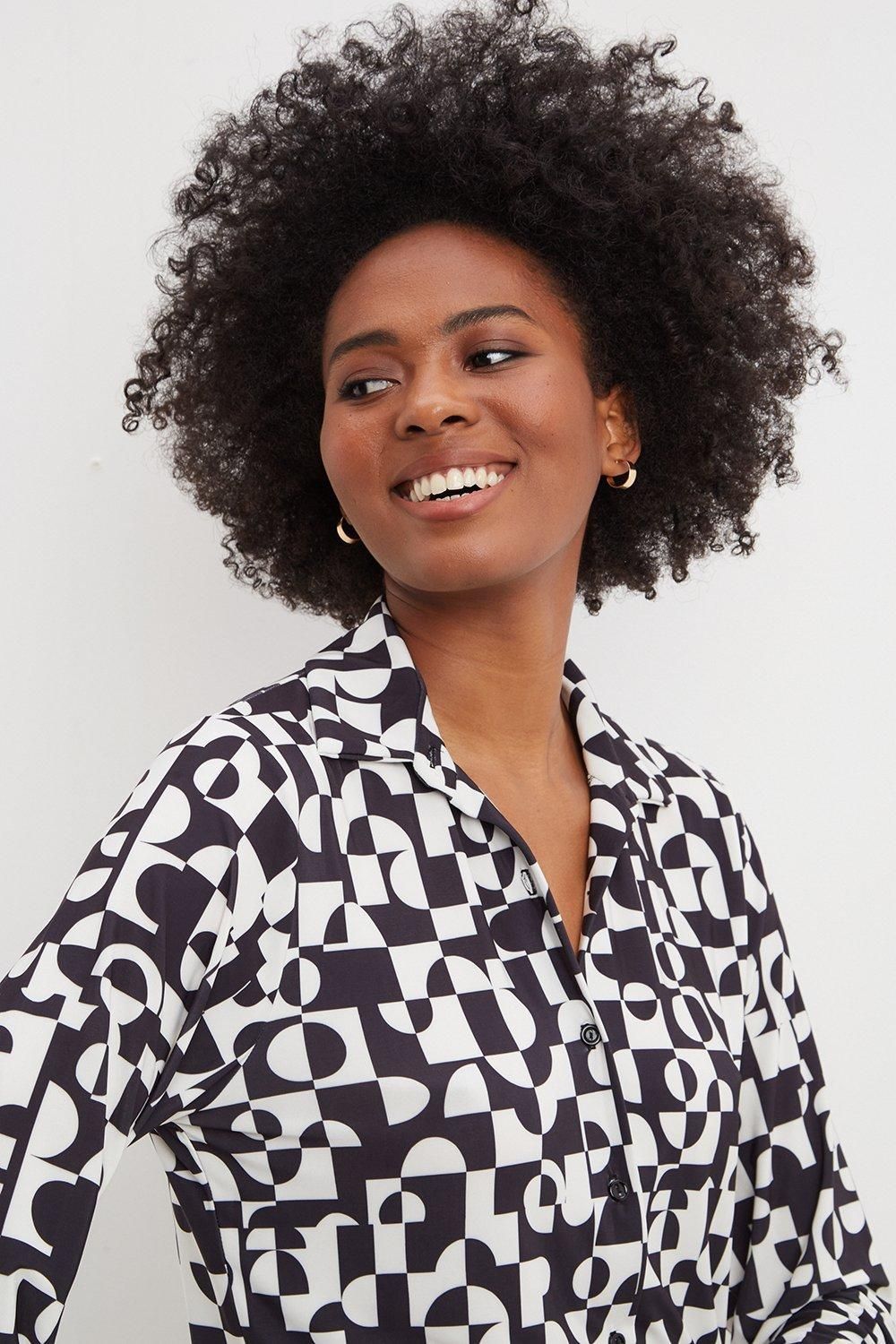 Dorothy Perkins Tall Mono Geo Co-ord Oversized Shirt Mono image 2