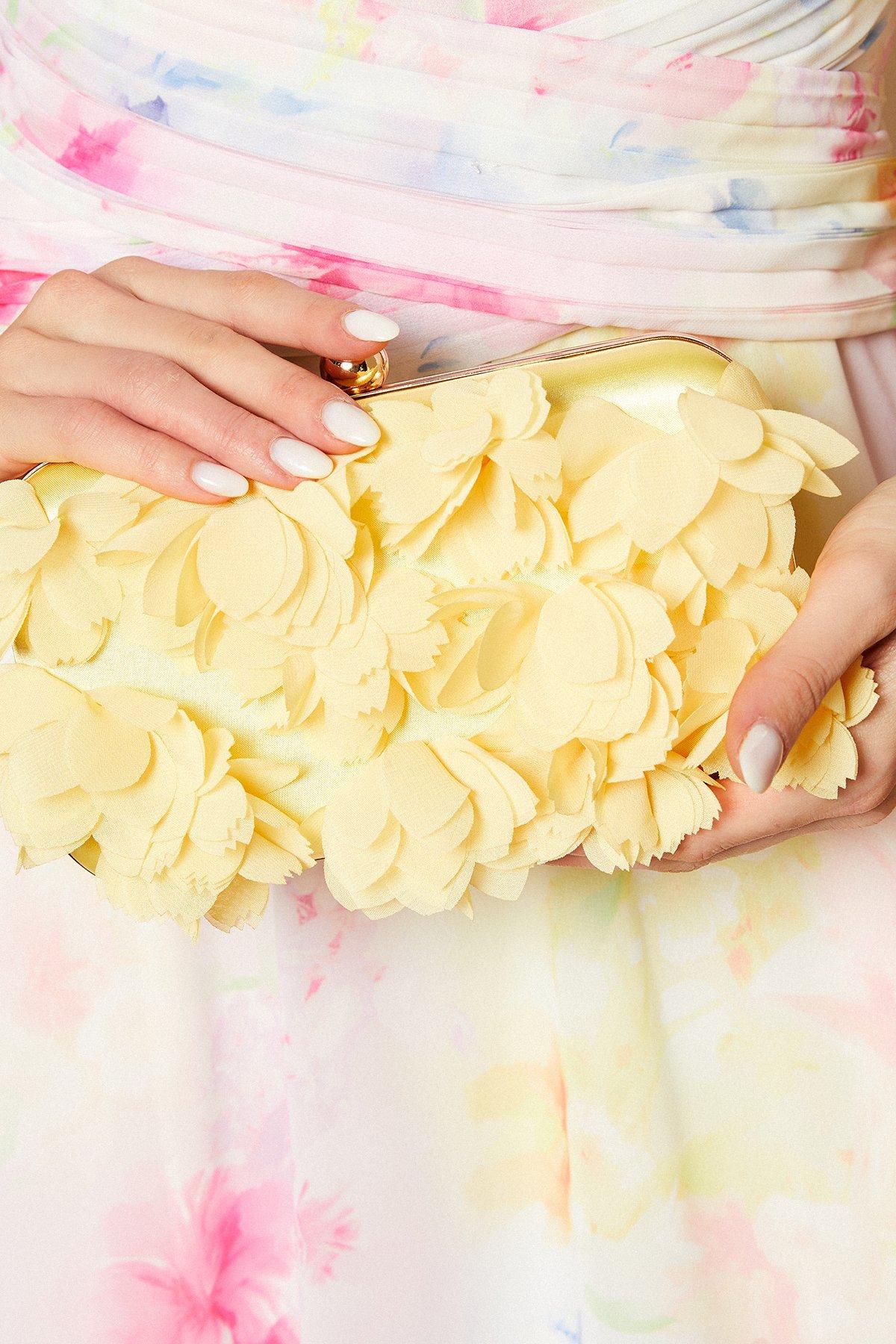 Oasis Petal Detail Clutch Bags Butter image 3