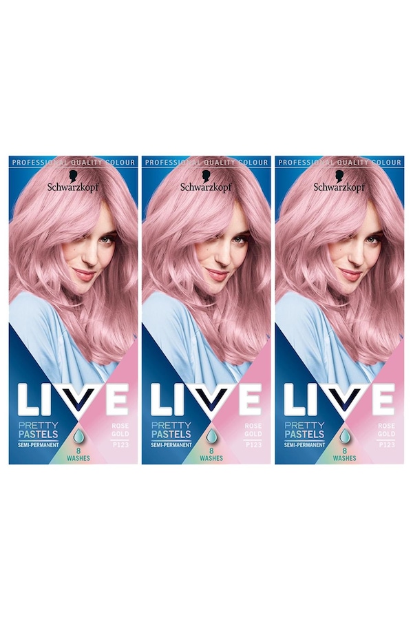 Schwarzkopf Live Ultra Brights 'Hair Dye' P123 Rose Gold 3 Pack