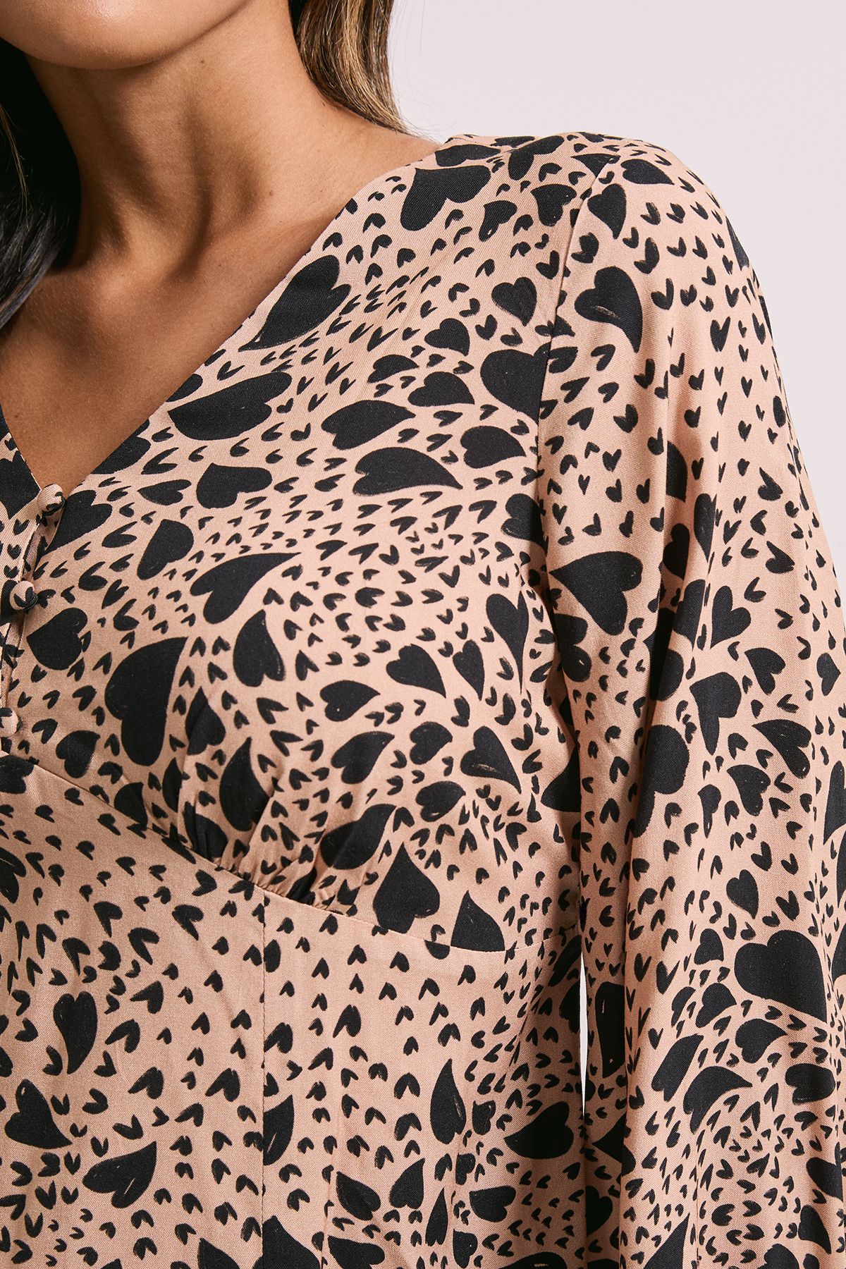 Dorothy Perkins Button Tie Detail Printed Top Brown image 5