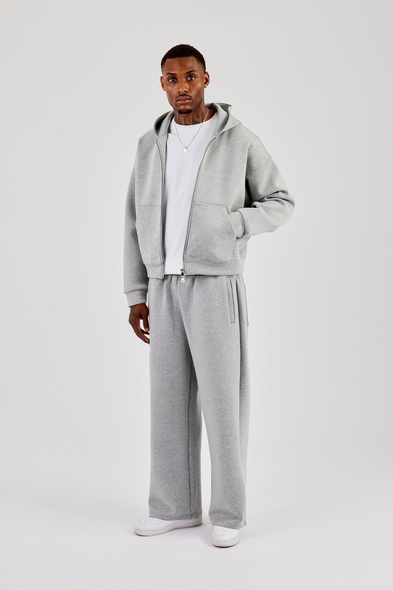 Cernucci Scuba Zip Through Boxy Hoodie - Grey image 3