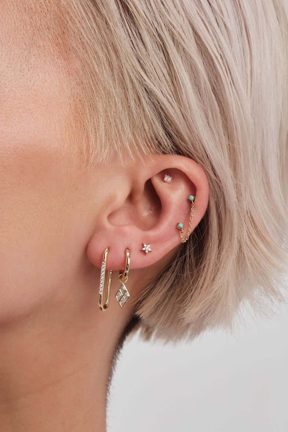 Inicio Inicio 14K Real Gold Plated Recycled Chain Drop Stud Earrings - Gift Pouch image 2