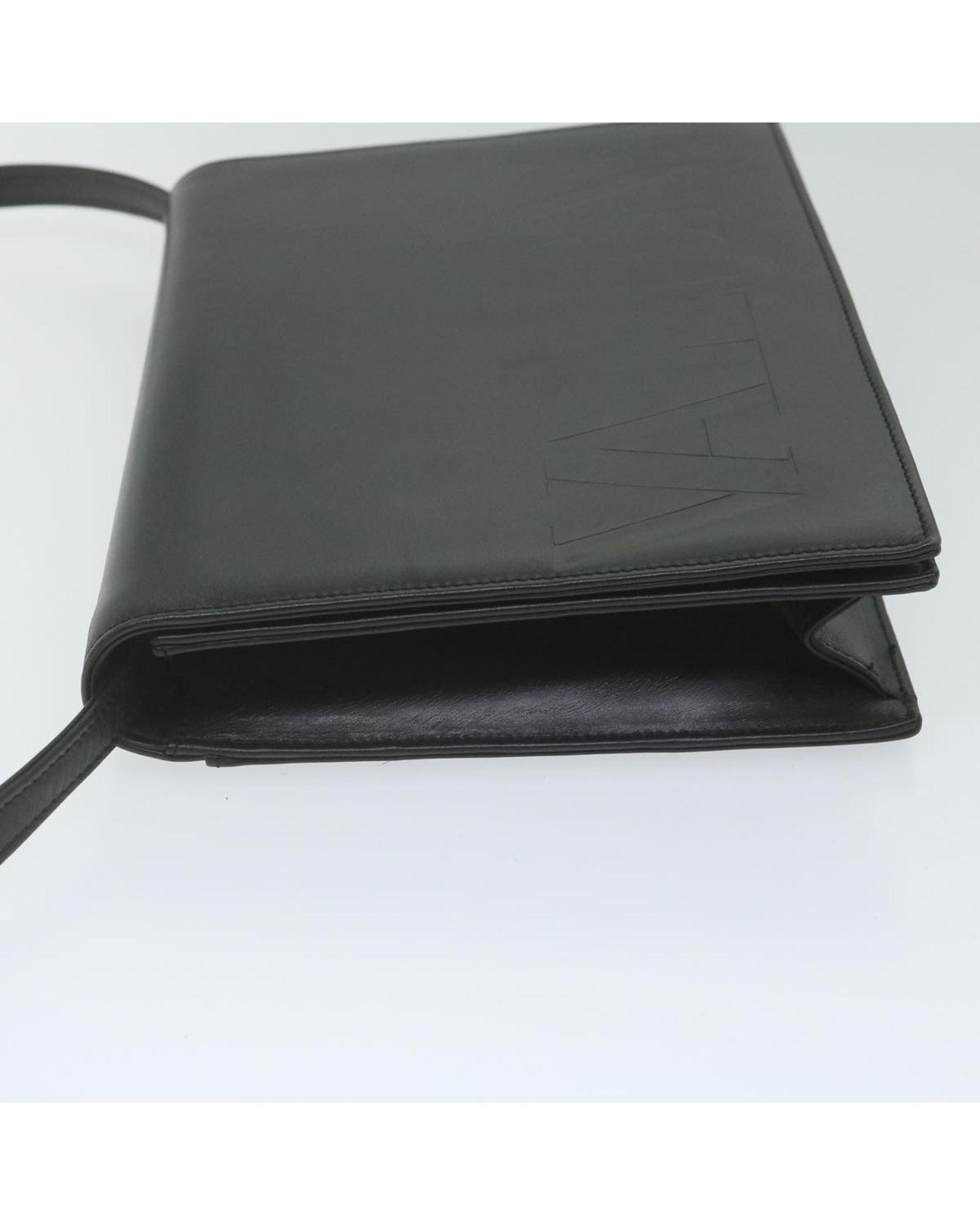 Valentino Preloved Shoulder Bag Embossed Logo Wo - Black image 3