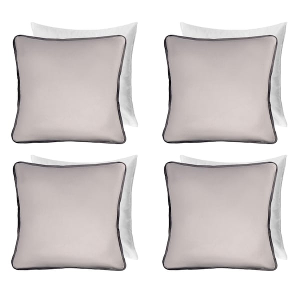 OHS 4 Pack Matte Velvet Piped Filled Cushion Covers Home Decor Set